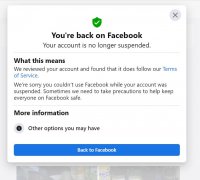 Facebook个人账号被封 如何解？